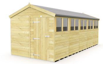 8 x 20 Feet Apex Shed - Single Door With Windows - Wood - L592 x W231 x H217 cm