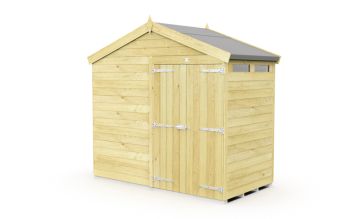 8 x 4 Feet Apex Security Shed - Double Door - Wood - L127 x W231 x H217 cm