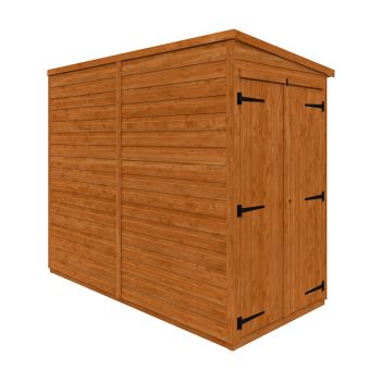 8x4 Flex Pent Double Door Windowless 12mm Flex - L238.8 x W115 x H203 cm - Solid Wood/Softwood/Pine - Burnt Orange