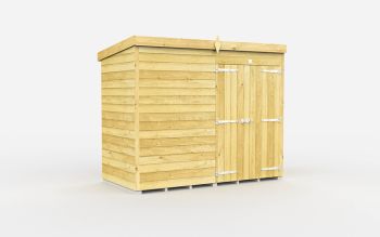 8 x 4 Feet Pent Shed - Double Door Without Windows - Wood - L118 x W243 x H201 cm