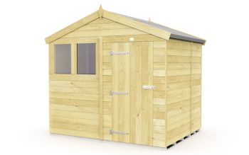 8 x 5 Feet Apex Shed - Single Door With Windows - Wood - L158 x W231 x H217 cm