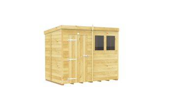 8 x 5 Feet Pent Shed - Single Door With Windows - Wood - L147 x W243 x H201 cm