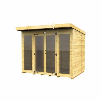 8ft x 5ft Pent Summer House (Full Height Window) - Wood - L147 x W243 x H201 cm