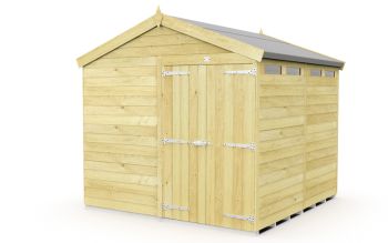 8 x 6 Feet Apex Security Shed - Double Door - Wood - L187 x W231 x H217 cm