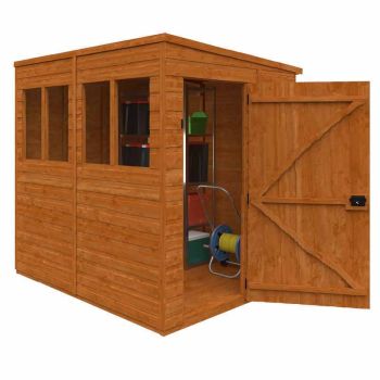 8x6 Flex Pent Summerhouse Garden Sunroom 12mm Flex - L238.8 x W175 x H203 cm - Solid Wood/Softwood/Pine - Burnt Orange