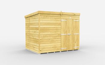 8 x 6 Feet Pent Shed - Double Door Without Windows - Wood - L178 x W243 x H201 cm