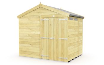 8 x 7 Feet Apex Security Shed - Double Door - Wood - L214 x W231 x H217 cm