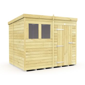 8 x 7 Feet Pent Shed - Single Door With Windows - Wood - L214 x W243 x H201 cm