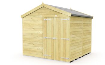 8 x 8 Feet Apex Shed - Double Door Without Windows - Wood - L243 x W231 x H217 cm
