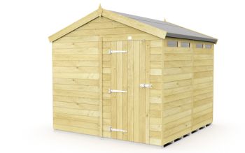 8 x 8 Feet Apex Security Shed - Single Door - Wood - L243 x W231 x H217 cm