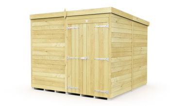 8 x 8 Feet Pent Shed - Double Door Without Windows - Wood - L231 x W243 x H201 cm