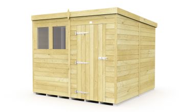 8 x 8 Feet Pent Shed - Single Door With Windows - Wood - L231 x W243 x H201 cm