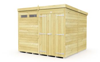 8 x 8 Feet Pent Security Shed - Double Door - Wood - L231 x W243 x H201 cm