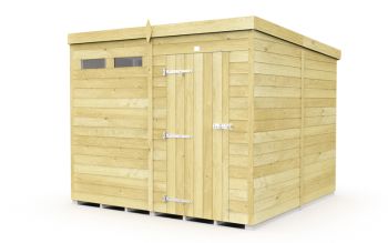 8 x 8 Feet Pent Security Shed - Single Door - Wood - L231 x W243 x H201 cm