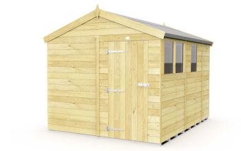 8 x 9 Feet Apex Shed - Single Door With Windows - Wood - L272 x W231 x H217 cm