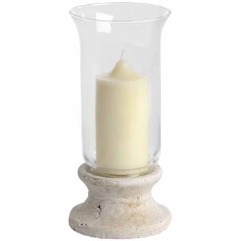 Hurricane Lantern - Stone - L14 x W14 x H30 cm - Cream