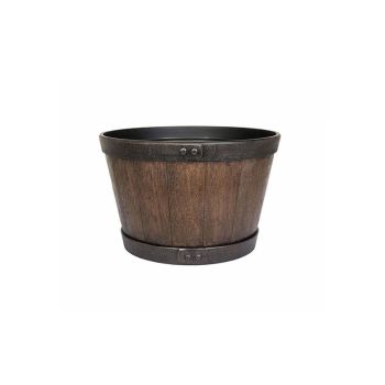 33cm Small Oban Whiskey Barrel - Plastic - L33 x W33 x H20 cm - Dark Oak