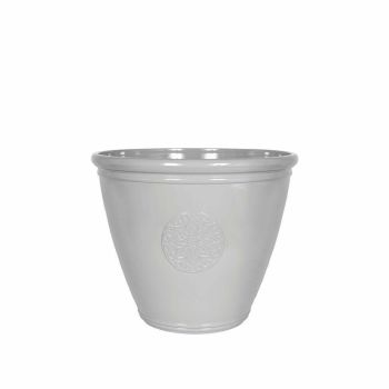 40cm Small Eden Emblem Plant Pot - Plastic - L40 x W40 x H30 cm - Grey