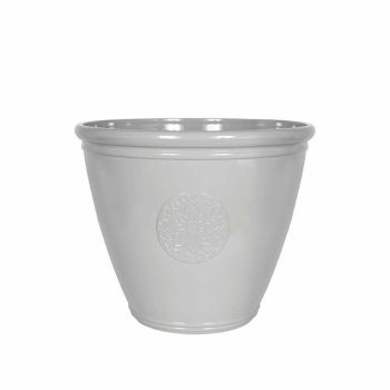 45cm Large Eden Emblem Plant Pot - Plastic - L45 x W45 x H38 cm - Grey