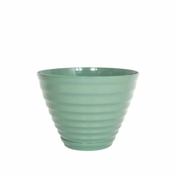 40cm Vale Planter with In-Built Saucer - Plastic - L40 x W40 x H30 cm - Sage Green