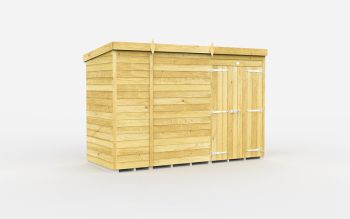 9 x 4 Feet Pent Shed - Double Door Without Windows - Wood - L118 x W276 x H201 cm