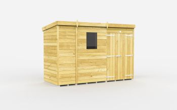 9 x 4 Feet Pent Shed - Double Door With Windows - Wood - L118 x W276 x H201 cm
