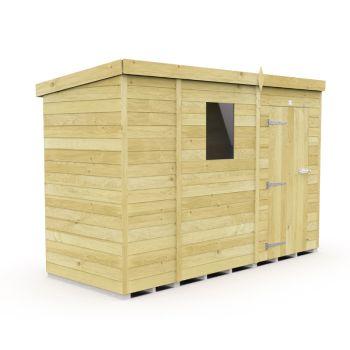 9 x 4 Feet Pent Security Shed - Double Door - Wood - L118 x W276 x H201 cm