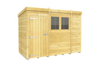 9 x 5 Feet Pent Shed - Single Door With Windows - Wood - L147 x W276 x H201 cm