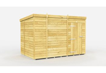 9 x 6 Feet Pent Shed - Single Door Without Windows - Wood - L178 x W276 x H201 cm