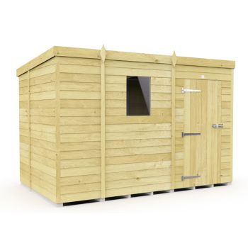 9 x 6 Feet Pent Shed - Single Door With Windows - Wood - L178 x W276 x H201 cm