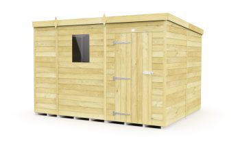 9 x 8 Feet Pent Shed - Single Door With Windows - Wood - L231 x W276 x H201 cm