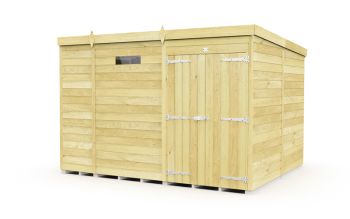 9 x 8 Feet Pent Security Shed - Double Door - Wood - L231 x W276 x H201 cm
