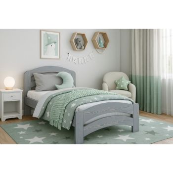 Super King Size Bed Frame - Wood - L207 x W188 x H80 cm - Grey washed
