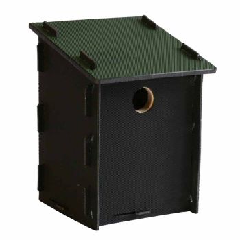 Eco Small Bird Box with 32mm Hole - Recycled LDPE Plastic/Wood - L17 x W17 x H26 cm