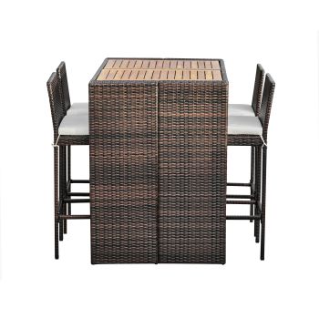  Patio 5 pcs Bar Height Dining Set Acacia Wood Tabletop - Black - 120 x 108 x 108 cm
