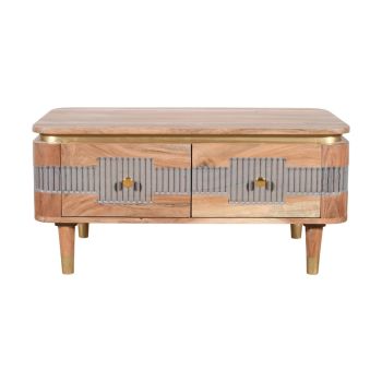 Wilton 2 Drawers Coffee Table - Acacia Wood - L50 x W85 x H40 cm