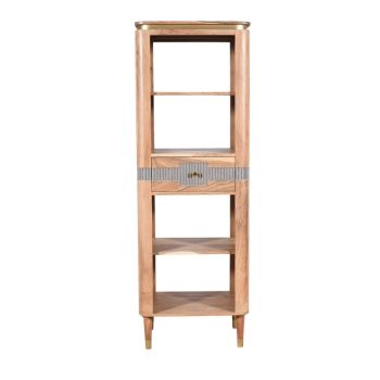Wilton Slim Bookcase with 1 Drawer - Acacia Wood - L40 x W60 x H175 cm
