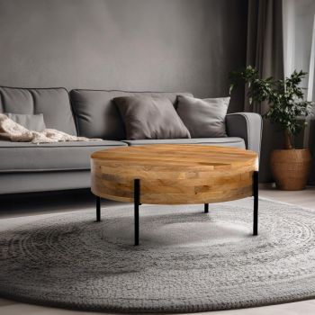 Solomon Coffee Table - Mango Wood/Metal - L80 x W80 x H35 cm - Natural