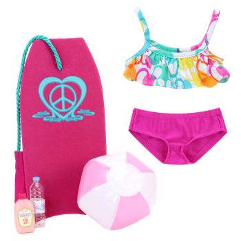 Sophia's 18" Doll Bubble Bikini, Boogie Board, Beach Ball, Water & Suntan Lotion - Hot Pink - 23 x 11 x 1 cm