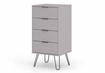 4 Drawer Narrow Chest of Drawers - Textured Manufactured Board/Metal - 45 x 39.5 x 90.3 cm - Grey 