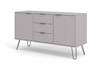 Medium Sideboard with 2 Door, 3 Drawers - Textured Manufactured Board/Metal - 130.6 x 43 x 73.6 cm - Grey 