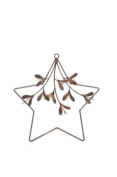 Star Mistletoe Wreath - Glass/Metal - L31 x W1.5 x H31 cm - Gold