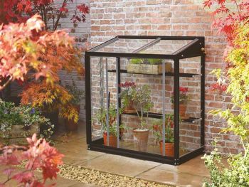 Harlow 3 Feet 4 Inches Lean to Mini Greenhouse - Aluminum/Glass - L100 x W53 x H95 cm - Without Coating