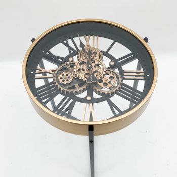 Golden/Black Frame Gear Clock Table - Metal - L49 x W49 x H55 cm
