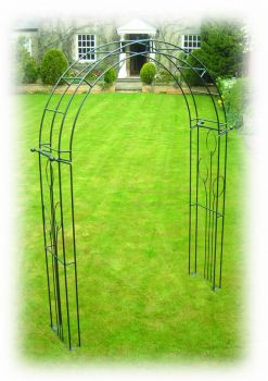 Flower Traditional Arch (Inc Ground Spikes) Garden Archway - Solid Steel - L43.2 x W170.2 x H256.5 cm