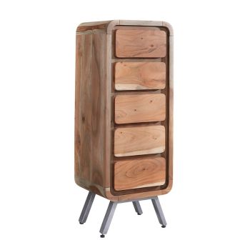 Aspen 5 Drawer Tall Chest - Metal/Wood - L40 x W45 x H120 cm