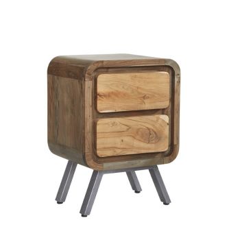 Aspen 2 Drawer Lamp Table - Metal/Wood - L40 x W45 x H60 cm