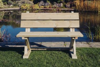 Ashcome Bench, Traditional Wooden Garden Seat - L65 x W120 x H90 cm - Minimal Assembly Required