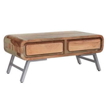 Aspen 2 Drawer Coffee Table - Metal/Wood - L55 x W110 x H45 cm