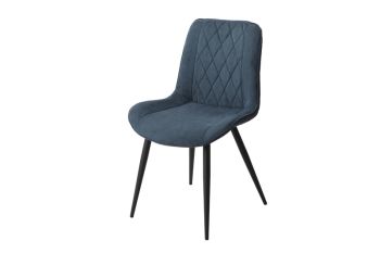 Diamond Stitch Cord Fabric Dining Chair with Tapered Legs (Set of 2) - Metal - L54 x W54 x H85.5 cm - Blue/Black - Flat Packed